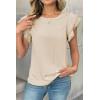 image:imageDokotoo Summer Tops for Women 2026 Casual Round Neck Ruffle Cap Sleeve Blouse Shirts Solid Color Tunic TopsApricot