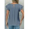 image:imageDokotoo Summer Tops for Women 2026 Casual Round Neck Ruffle Cap Sleeve Blouse Shirts Solid Color Tunic TopsAshleigh Blue