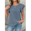 image:imageDokotoo Summer Tops for Women 2026 Casual Round Neck Ruffle Cap Sleeve Blouse Shirts Solid Color Tunic TopsAshleigh Blue
