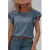image:imageDokotoo Summer Tops for Women 2026 Casual Round Neck Ruffle Cap Sleeve Blouse Shirts Solid Color Tunic TopsAshleigh Blue