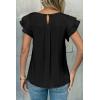 image:imageDokotoo Summer Tops for Women 2026 Casual Round Neck Ruffle Cap Sleeve Blouse Shirts Solid Color Tunic TopsBlack