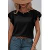 image:imageDokotoo Summer Tops for Women 2026 Casual Round Neck Ruffle Cap Sleeve Blouse Shirts Solid Color Tunic TopsBlack
