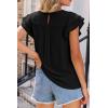 image:imageDokotoo Summer Tops for Women 2026 Casual Round Neck Ruffle Cap Sleeve Blouse Shirts Solid Color Tunic TopsBlack