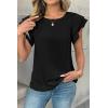 image:imageDokotoo Summer Tops for Women 2026 Casual Round Neck Ruffle Cap Sleeve Blouse Shirts Solid Color Tunic TopsBlack