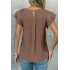 image:imageDokotoo Summer Tops for Women 2026 Casual Round Neck Ruffle Cap Sleeve Blouse Shirts Solid Color Tunic TopsCoffee