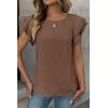 image:imageDokotoo Summer Tops for Women 2026 Casual Round Neck Ruffle Cap Sleeve Blouse Shirts Solid Color Tunic TopsCoffee