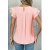 image:imageDokotoo Summer Tops for Women 2026 Casual Round Neck Ruffle Cap Sleeve Blouse Shirts Solid Color Tunic TopsLight Pink