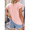 image:imageDokotoo Summer Tops for Women 2026 Casual Round Neck Ruffle Cap Sleeve Blouse Shirts Solid Color Tunic TopsLight Pink
