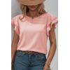image:imageDokotoo Summer Tops for Women 2026 Casual Round Neck Ruffle Cap Sleeve Blouse Shirts Solid Color Tunic TopsLight Pink