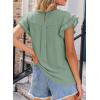 image:imageDokotoo Summer Tops for Women 2026 Casual Round Neck Ruffle Cap Sleeve Blouse Shirts Solid Color Tunic TopsSmoke Green