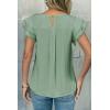 image:imageDokotoo Summer Tops for Women 2026 Casual Round Neck Ruffle Cap Sleeve Blouse Shirts Solid Color Tunic TopsSmoke Green