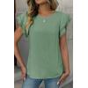 image:imageDokotoo Summer Tops for Women 2026 Casual Round Neck Ruffle Cap Sleeve Blouse Shirts Solid Color Tunic TopsSmoke Green