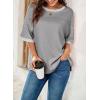 image:imageDokotoo Summer Tops for Women 2026 Loose Oversized T Shirts Crewneck Color Block Side Slits Basic Tee BlousesGray