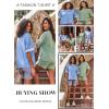 image:imageDokotoo Summer Tops for Women 2026 Loose Oversized T Shirts Crewneck Color Block Side Slits Basic Tee BlousesSky Blue
