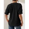 image:imageDokotoo Summer Tops for Women Casual Puff Short Sleeve Shirts Lace Crewneck Solid Floral Embroidered BlousesBlack