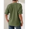 image:imageDokotoo Summer Tops for Women Casual Puff Short Sleeve Shirts Lace Crewneck Solid Floral Embroidered BlousesGreen