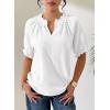 image:imageDokotoo Summer Tops for Women Casual Puff Short Sleeve Shirts Lace Crewneck Solid Floral Embroidered BlousesWhite