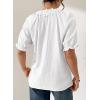 image:imageDokotoo Summer Tops for Women Casual Puff Short Sleeve Shirts Lace Crewneck Solid Floral Embroidered BlousesWhite