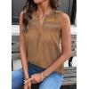 image:imageDokotoo Summer Womens Tank Tops Casual Smocked V Neck Sleeveless T Shirts Loose Cute Babydoll TunicKhaki