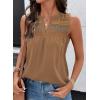 image:imageDokotoo Summer Womens Tank Tops Casual Smocked V Neck Sleeveless T Shirts Loose Cute Babydoll TunicKhaki