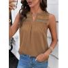 image:imageDokotoo Summer Womens Tank Tops Casual Smocked V Neck Sleeveless T Shirts Loose Cute Babydoll TunicKhaki