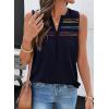 image:imageDokotoo Summer Womens Tank Tops Casual Smocked V Neck Sleeveless T Shirts Loose Cute Babydoll TunicNavy Blue