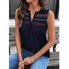 image:imageDokotoo Summer Womens Tank Tops Casual Smocked V Neck Sleeveless T Shirts Loose Cute Babydoll TunicNavy Blue