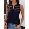 image:imageDokotoo Summer Womens Tank Tops Casual Smocked V Neck Sleeveless T Shirts Loose Cute Babydoll TunicNavy Blue
