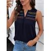 image:imageDokotoo Summer Womens Tank Tops Casual Smocked V Neck Sleeveless T Shirts Loose Cute Babydoll TunicNavy Blue
