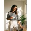 image:imageDokotoo Sweatshirt for Women Long Sleeve Striped Oversized Sweatshirts Casual Crewneck Pullover Top 2026 Summer OutfitsBlack Stripe