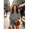 image:imageDokotoo Sweatshirt for Women Long Sleeve Striped Oversized Sweatshirts Casual Crewneck Pullover Top 2026 Summer OutfitsBlack Stripe