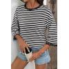 image:imageDokotoo Sweatshirt for Women Long Sleeve Striped Oversized Sweatshirts Casual Crewneck Pullover Top 2026 Summer OutfitsBlack Stripe