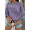 image:imageDokotoo Sweatshirt for Women Long Sleeve Striped Oversized Sweatshirts Casual Crewneck Pullover Top 2026 Summer OutfitsDark Green Stripe