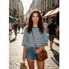 image:imageDokotoo Sweatshirt for Women Long Sleeve Striped Oversized Sweatshirts Casual Crewneck Pullover Top 2026 Summer OutfitsDark Green Stripe