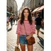 image:imageDokotoo Sweatshirt for Women Long Sleeve Striped Oversized Sweatshirts Casual Crewneck Pullover Top 2026 Summer OutfitsRed Stripe