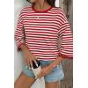 image:imageDokotoo Sweatshirt for Women Long Sleeve Striped Oversized Sweatshirts Casual Crewneck Pullover Top 2026 Summer OutfitsRed Stripe