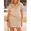 image:imageDokotoo Swimsuit Coverup for Women Waffle Knit Embroidered V Neck Bathing Suit Beach Dress Summer Swimwear CoverupsA Apricot
