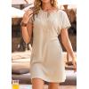 image:imageDokotoo Swimsuit Coverup for Women Waffle Knit Embroidered V Neck Bathing Suit Beach Dress Summer Swimwear CoverupsA Apricot