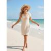 image:imageDokotoo Swimsuit Coverup for Women Waffle Knit Embroidered V Neck Bathing Suit Beach Dress Summer Swimwear CoverupsA Apricot
