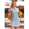 image:imageDokotoo Swimsuit Coverup for Women Waffle Knit Embroidered V Neck Bathing Suit Beach Dress Summer Swimwear CoverupsA Baby Blue
