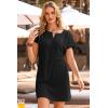 image:imageDokotoo Swimsuit Coverup for Women Waffle Knit Embroidered V Neck Bathing Suit Beach Dress Summer Swimwear CoverupsA Black