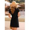 image:imageDokotoo Swimsuit Coverup for Women Waffle Knit Embroidered V Neck Bathing Suit Beach Dress Summer Swimwear CoverupsA Black