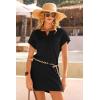 image:imageDokotoo Swimsuit Coverup for Women Waffle Knit Embroidered V Neck Bathing Suit Beach Dress Summer Swimwear CoverupsA Black
