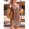image:imageDokotoo Swimsuit Coverup for Women Waffle Knit Embroidered V Neck Bathing Suit Beach Dress Summer Swimwear CoverupsA Brown