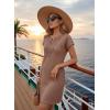 image:imageDokotoo Swimsuit Coverup for Women Waffle Knit Embroidered V Neck Bathing Suit Beach Dress Summer Swimwear CoverupsA Brown