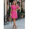 image:imageDokotoo Swimsuit Coverup for Women Waffle Knit Embroidered V Neck Bathing Suit Beach Dress Summer Swimwear CoverupsA Hot Pink