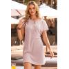image:imageDokotoo Swimsuit Coverup for Women Waffle Knit Embroidered V Neck Bathing Suit Beach Dress Summer Swimwear CoverupsA Light Pink