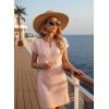 image:imageDokotoo Swimsuit Coverup for Women Waffle Knit Embroidered V Neck Bathing Suit Beach Dress Summer Swimwear CoverupsA Light Pink