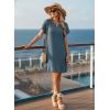 image:imageDokotoo Swimsuit Coverup for Women Waffle Knit Embroidered V Neck Bathing Suit Beach Dress Summer Swimwear CoverupsA Real Teal