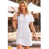 image:imageDokotoo Swimsuit Coverup for Women Waffle Knit Embroidered V Neck Bathing Suit Beach Dress Summer Swimwear CoverupsA White